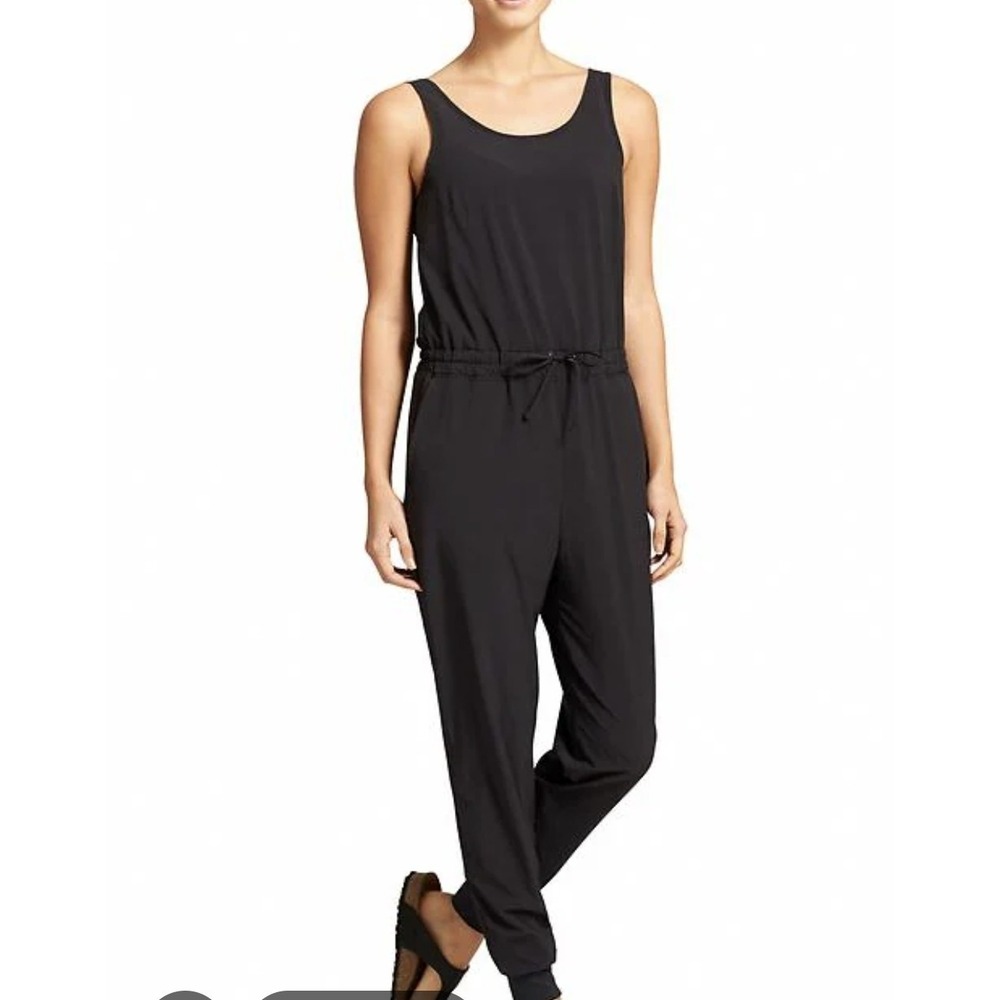 Athleta‎ Brooklyn Jumpsuit Women's Sz 2 Black Sleeveless Jogger Travel One Piece